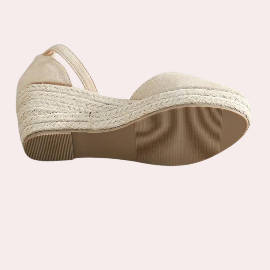 Comfortable women's wedges with adjustable strap & wedge heel – Alina-Apricot-3-State of Style