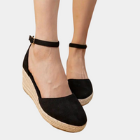 Comfortable women's wedges with adjustable strap & wedge heel – Alina-Black-3-State of Style