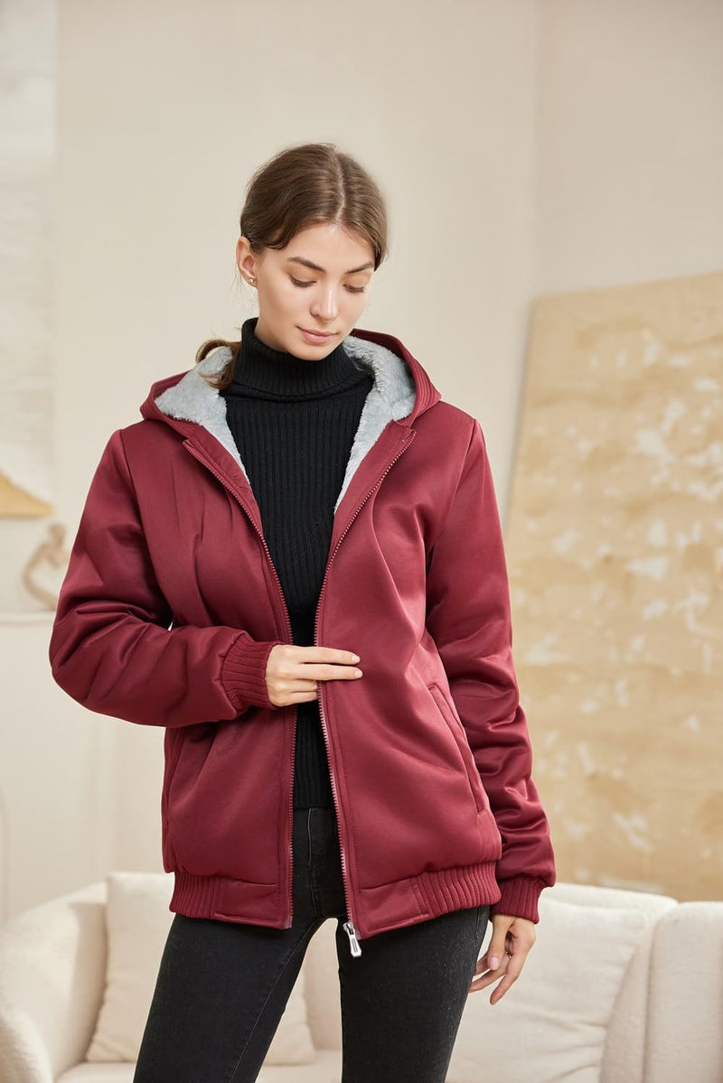 Comfortable Women's Winter Fleece Jacket - Gemma-Black-S-State of Style