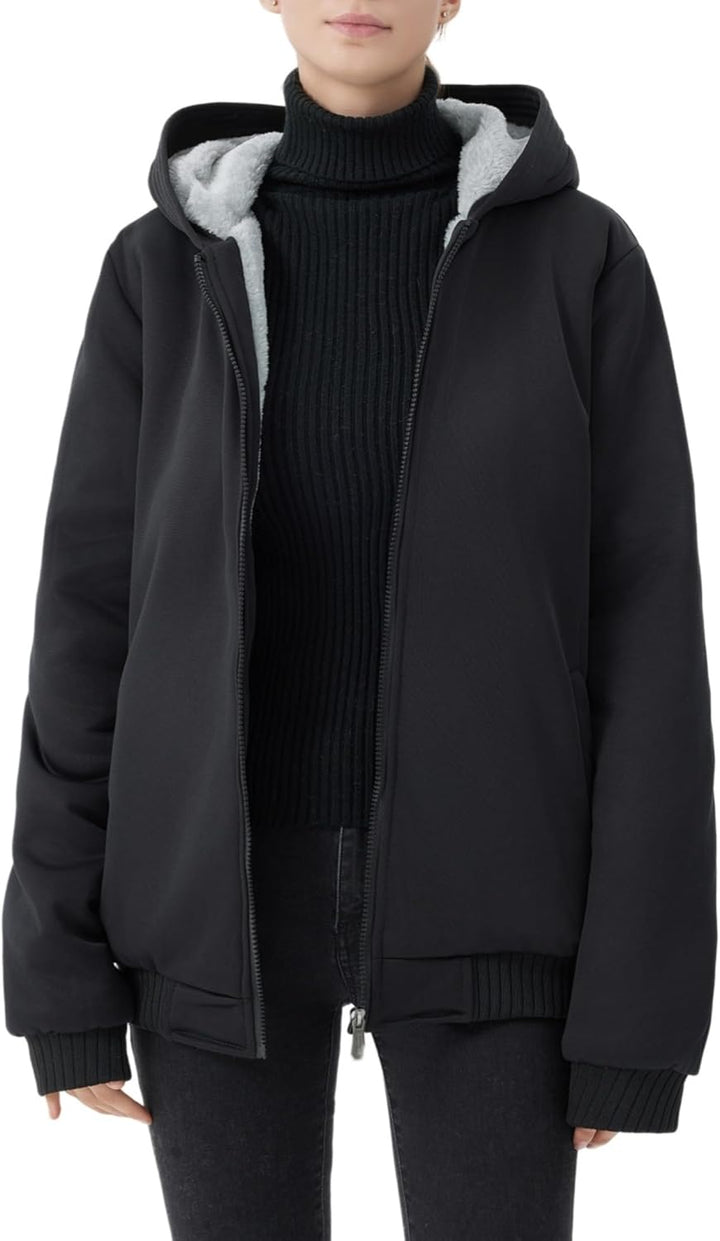 Comfortable Women's Winter Fleece Jacket - Gemma-Black-S-State of Style