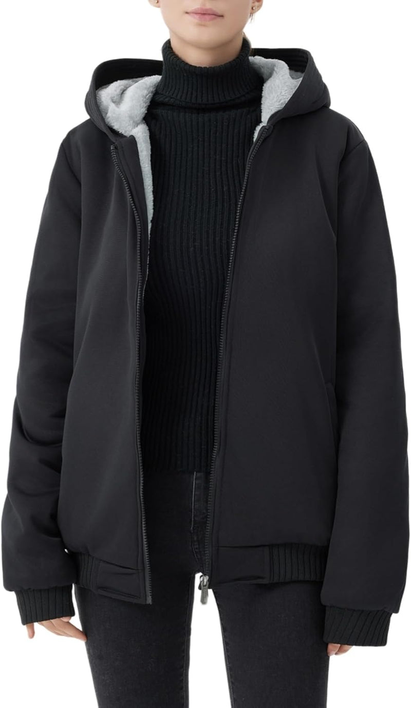 Comfortable Women's Winter Fleece Jacket - Gemma-Black-S-State of Style