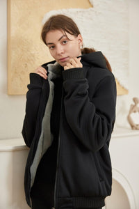 Comfortable Women's Winter Fleece Jacket - Gemma-Black-S-State of Style