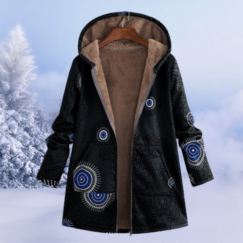 Comfortable Women's Winter Jacket with Floral Print - Ivy-Black-S-State of Style