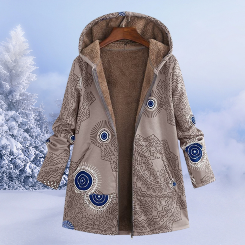 Comfortable Women's Winter Jacket with Floral Print - Ivy-Khaki-S-State of Style