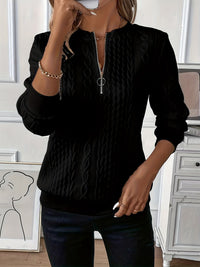 Comfortable Zippered Women’s Sweater – Ella-Black-S-State of Style