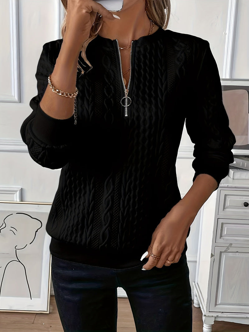 Comfortable Zippered Women’s Sweater – Ella-Black-S-State of Style
