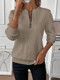 Comfortable Zippered Women’s Sweater – Ella-Brown-S-State of Style