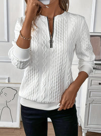 Comfortable Zippered Women’s Sweater – Ella-White-S-State of Style