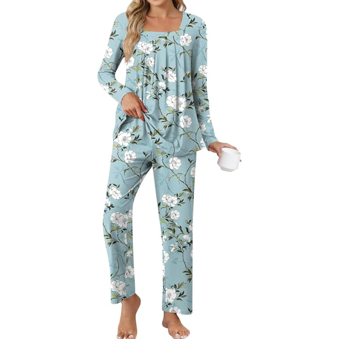 Comfy 2-Piece Lounge Pyjama with Pockets - Laetitia-M-Blue Begonia-State of Style