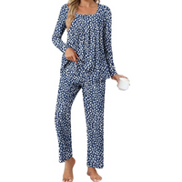 Comfy 2-Piece Lounge Pyjama with Pockets - Laetitia-M-Dots Tibetan Blue-State of Style