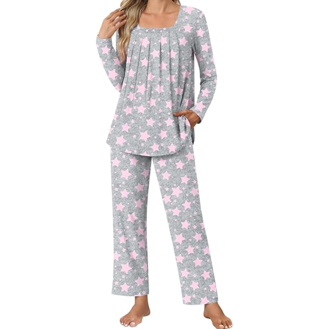 Comfy 2-Piece Lounge Pyjama with Pockets - Laetitia-M-Star Grey-State of Style