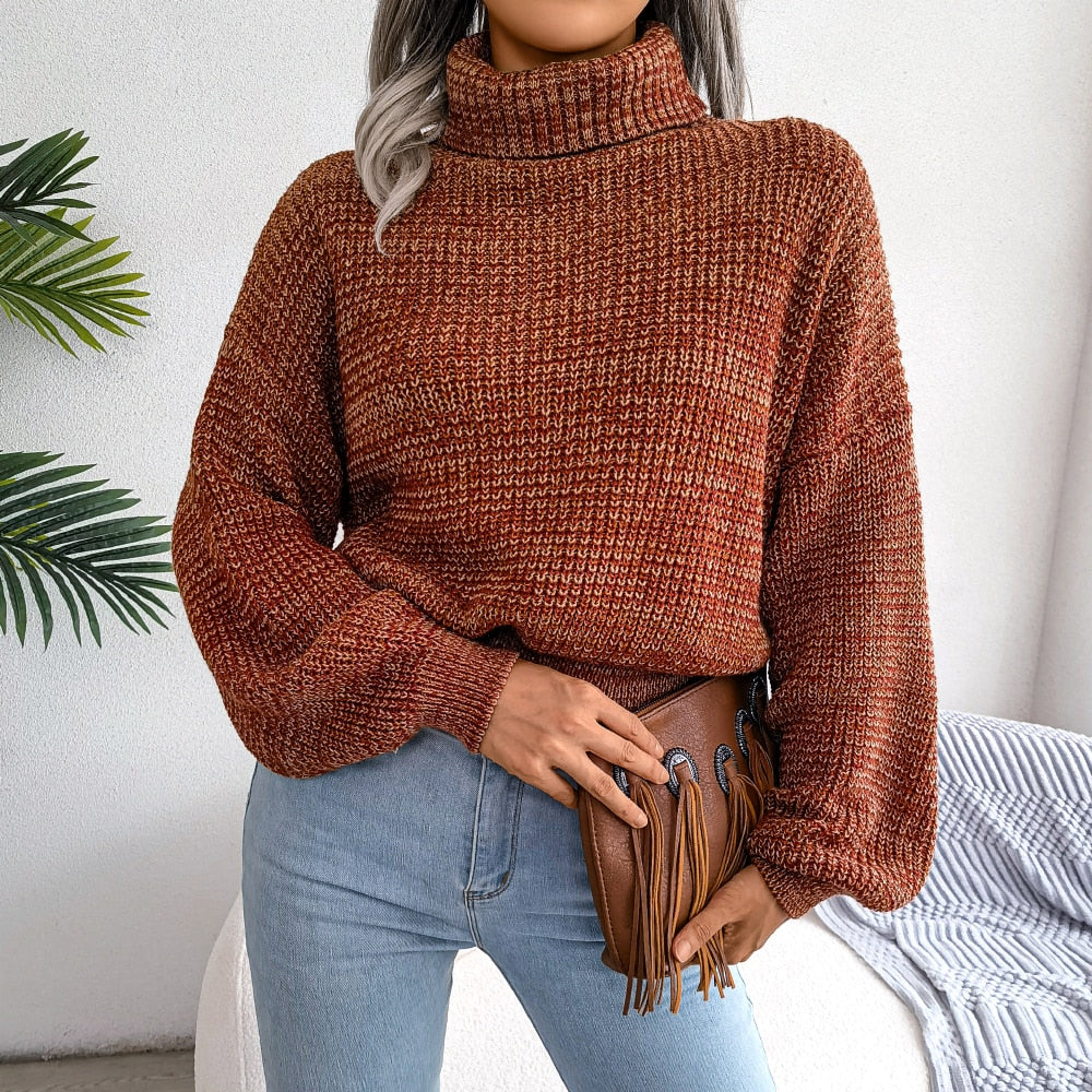 Comfy Knitted Turtleneck Jumper - Emilia-Orange-S-State of Style