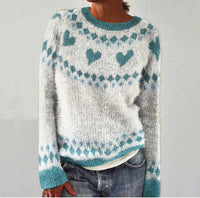 Comfy Sweater with Heart Print - Amelise-S-State of Style