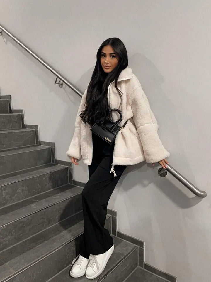 Comfy Teddy Jacket - Mila-Light Brown-S-State of Style