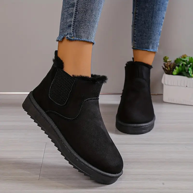 Comfy Thermal Slip-On Snow Boots - Sofia-Black-5-State of Style