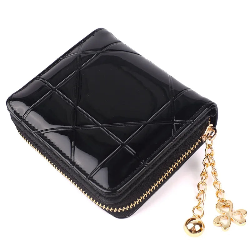Compact Card Holder Clutch – Stylish & Practical PU Leather Purse-Pink Crosshatch-State of Style