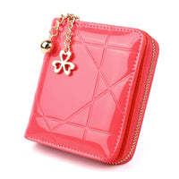 Compact Card Holder Clutch – Stylish & Practical PU Leather Purse-Red Crosshatch-State of Style
