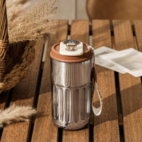 Compact Thermos Mug - ThermoSip-Silver Brown-State of Style