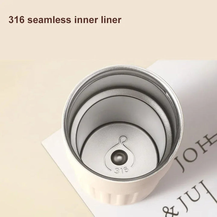 Compact Thermos Mug - ThermoSip-White Brown-State of Style