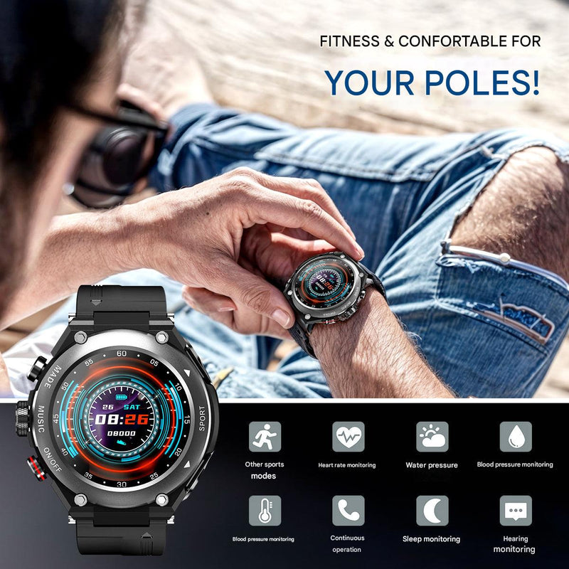 Complete Smartwatch with Built-in Wireless Earbuds - AlphaX-Black-State of Style