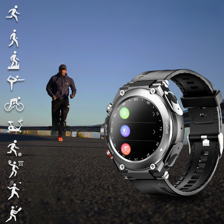 Complete Smartwatch with Built-in Wireless Earbuds - AlphaX-Black-State of Style