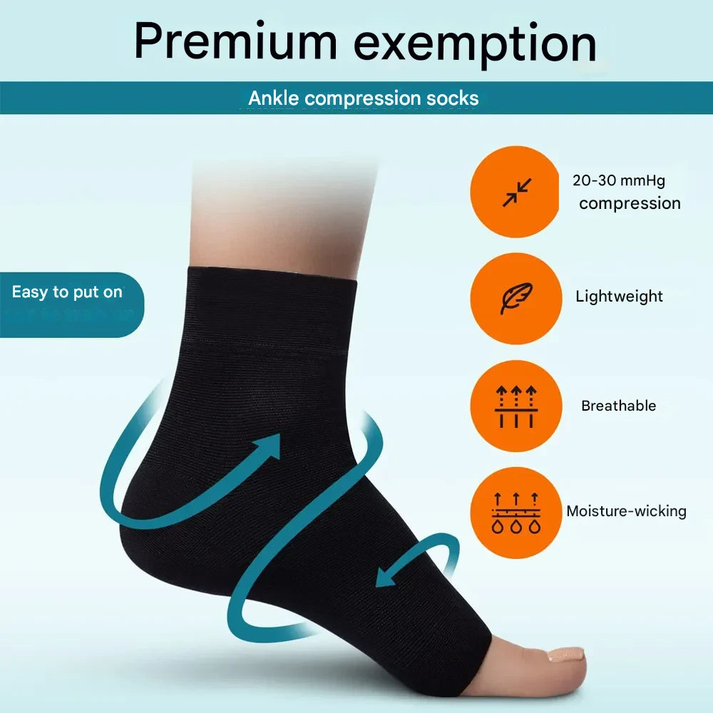 Compression Ankle Socks for Neuropathy - AnkleSupport Pro-Black and White-M (3.0 - 6.5)-State of Style