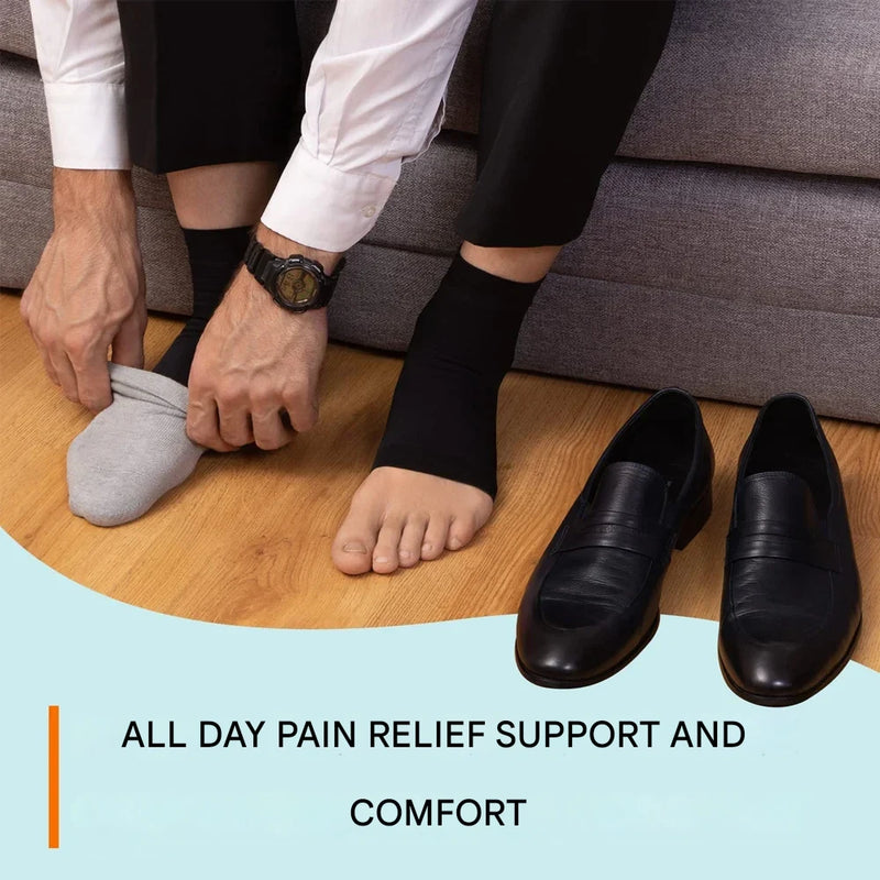 Compression Ankle Socks for Neuropathy - AnkleSupport Pro-Black and White-M (3.0 - 6.5)-State of Style