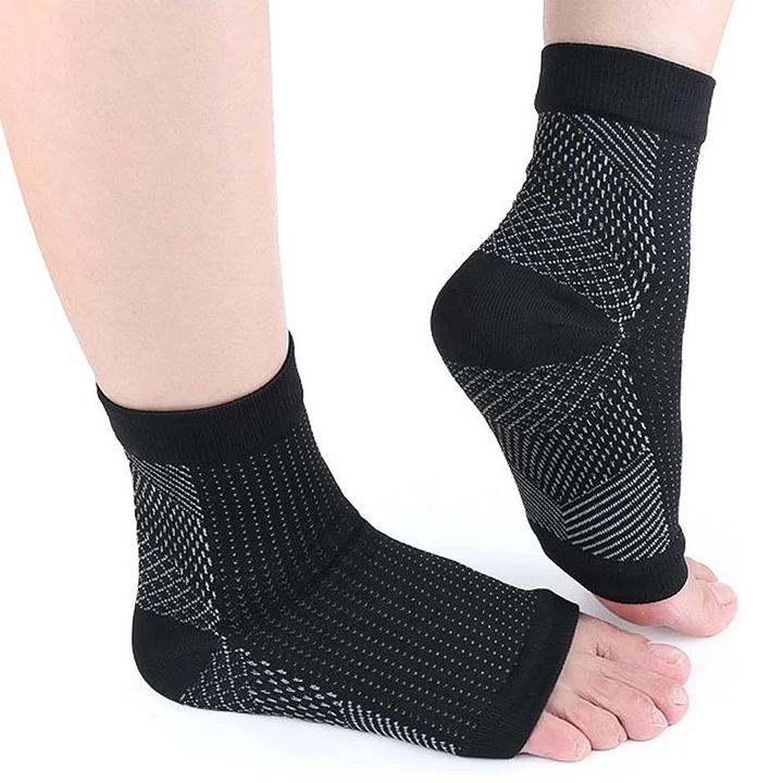 Compression Ankle Socks for Neuropathy - AnkleSupport Pro-Black and White-M (3.0 - 6.5)-State of Style