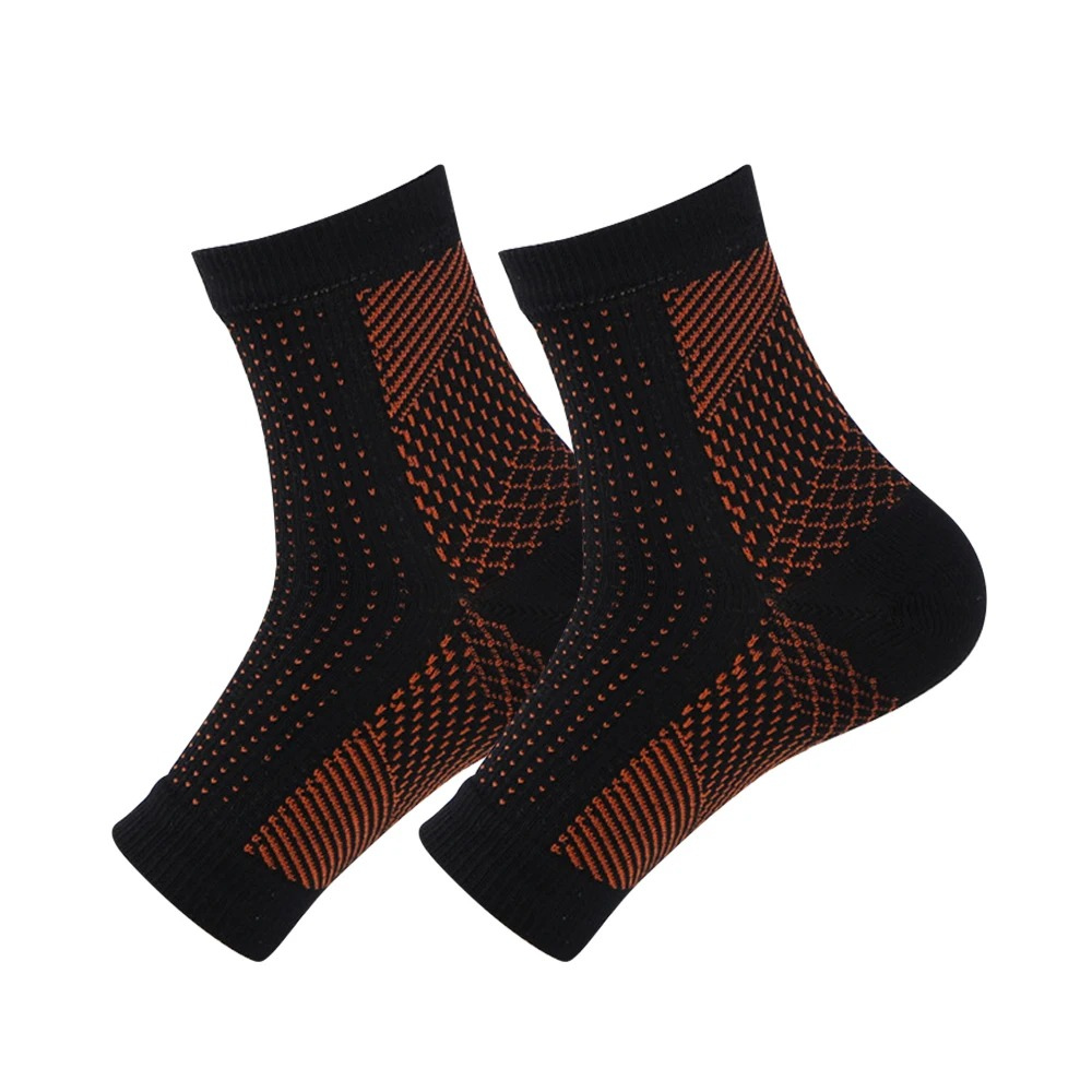 Compression Ankle Socks for Neuropathy - AnkleSupport Pro-Black-Orange-M (3.0 - 6.5)-State of Style