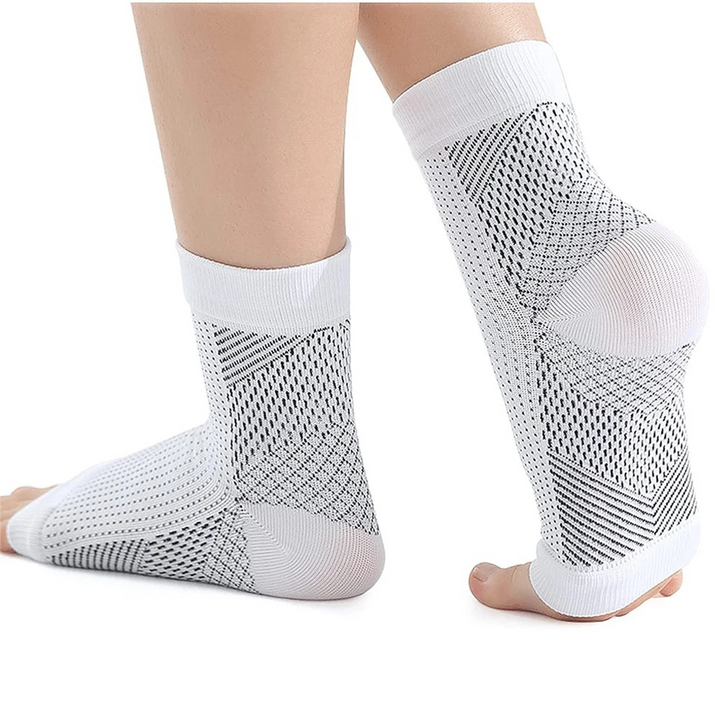 Compression Ankle Socks for Neuropathy - AnkleSupport Pro-White-M (3.0 - 6.5)-State of Style
