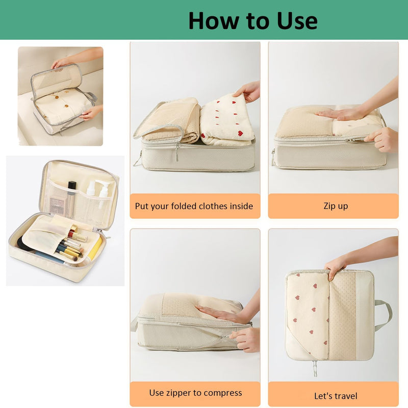 Expandable Compression Packing Cubes Set – 4pcs Travel Organisers