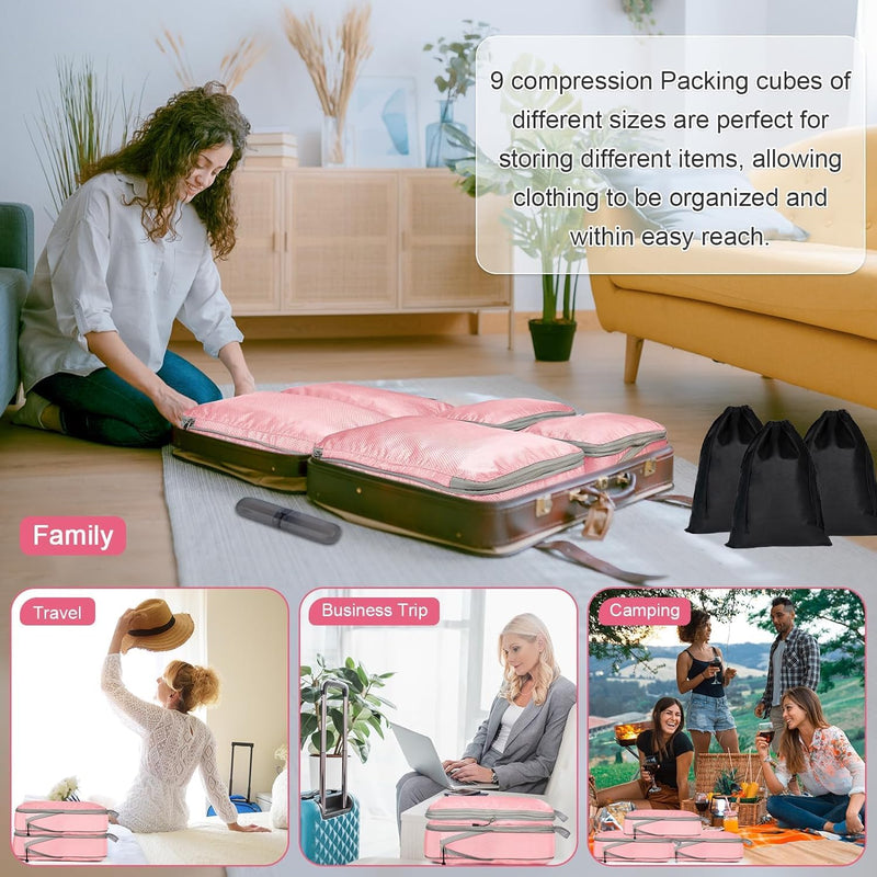 Expandable Compression Packing Cubes Set – 4pcs Travel Organisers