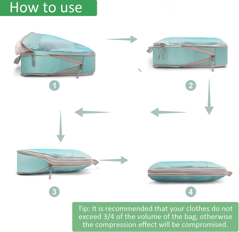 Expandable Compression Packing Cubes Set – 4pcs Travel Organisers