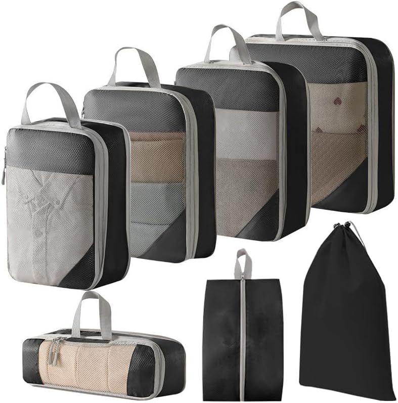 Expandable Compression Packing Cubes Set – 4pcs Travel Organisers