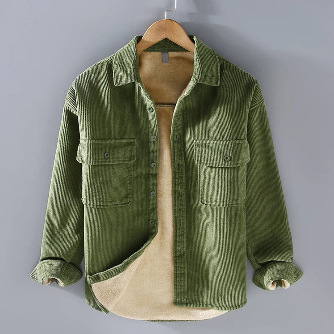 Corduroy Winter Shirt for Men - Dorian-Green-M-State of Style