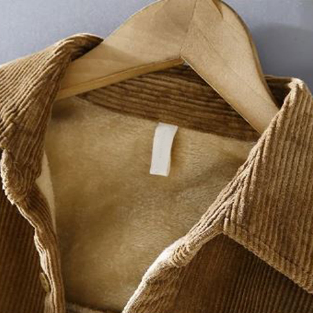 Corduroy Winter Shirt for Men - Dorian-Khaki-M-State of Style