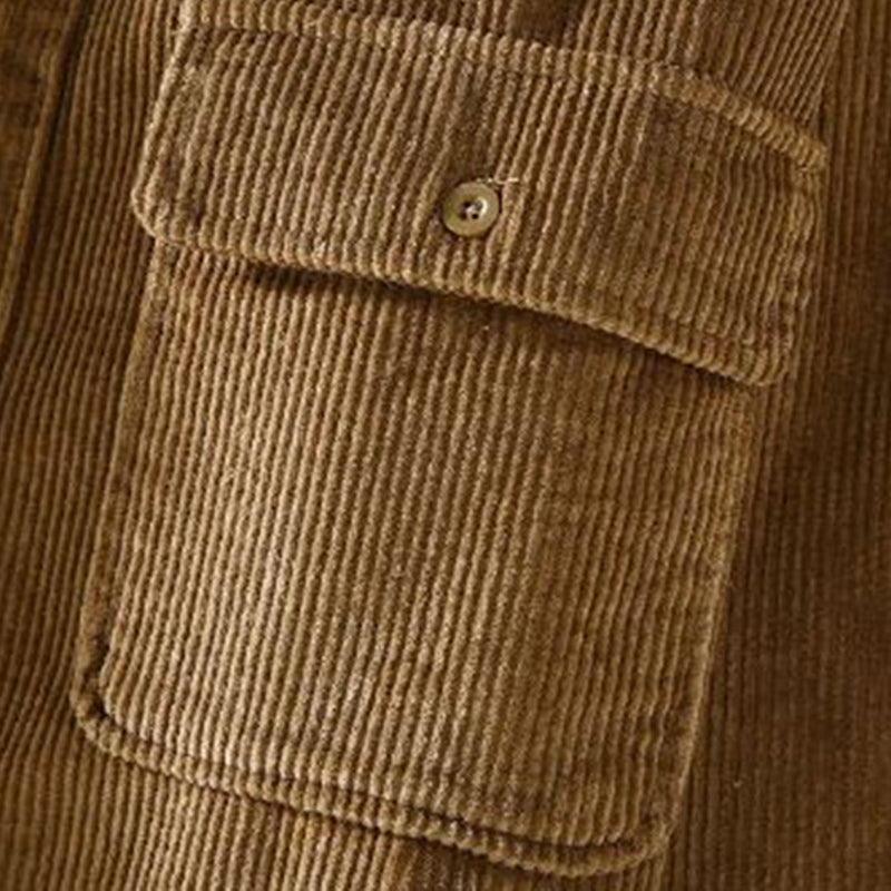 Corduroy Winter Shirt for Men - Dorian-Khaki-M-State of Style