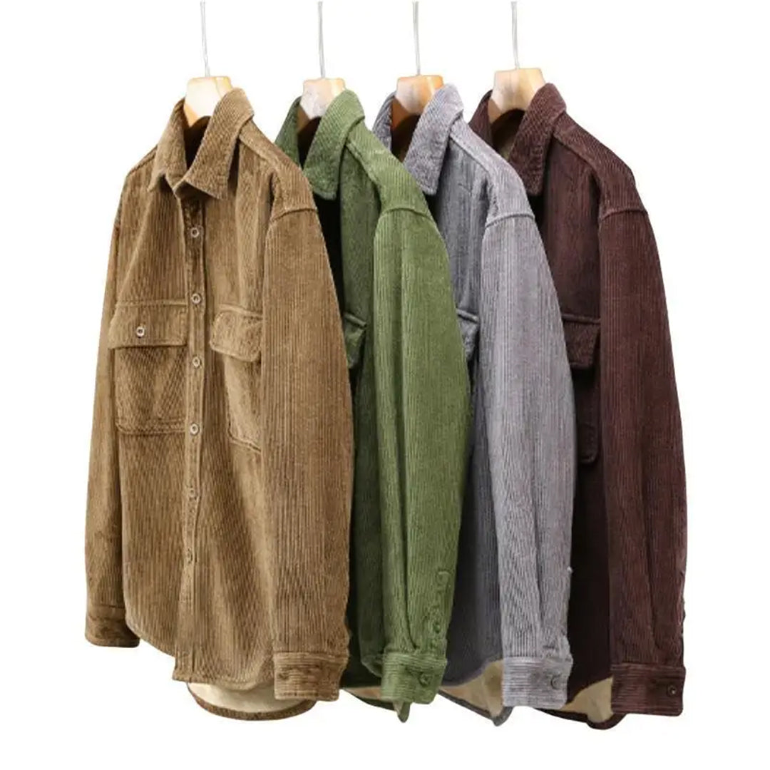 Corduroy Winter Shirt for Men - Dorian-Khaki-M-State of Style