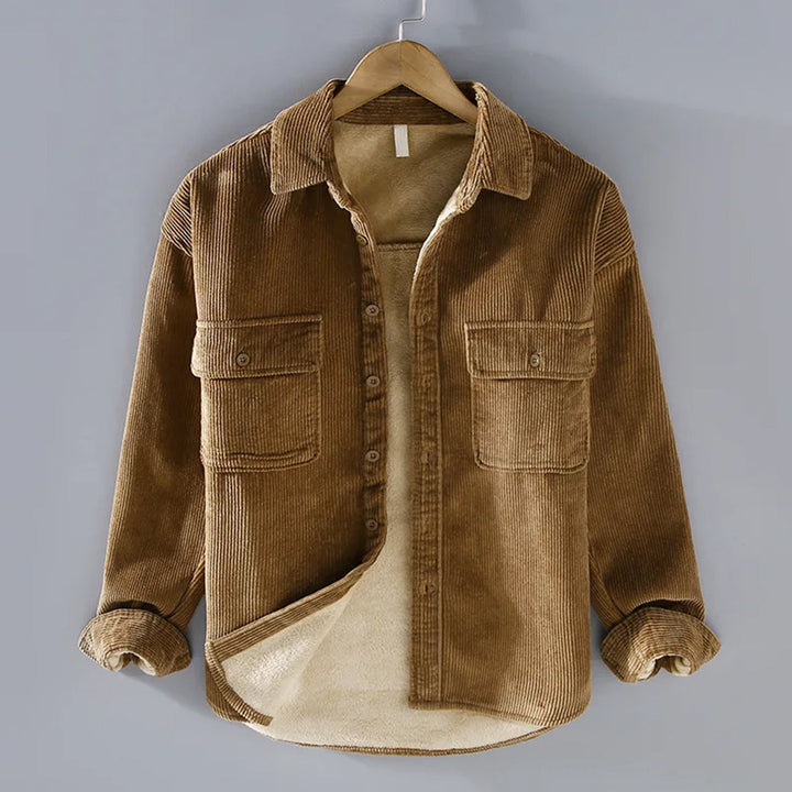 Corduroy Winter Shirt for Men - Dorian-Khaki-M-State of Style