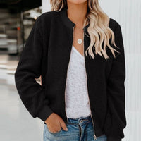 Cosy Fleece Jacket with Zip-Black-S-State of Style