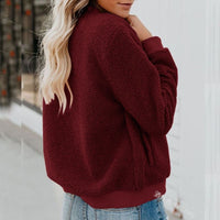 Cosy Fleece Jacket with Zip-Khaki-S-State of Style