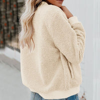 Cosy Fleece Jacket with Zip-Khaki-S-State of Style