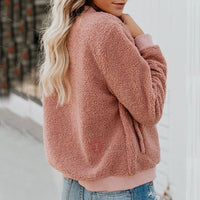 Cosy Fleece Jacket with Zip-Khaki-S-State of Style