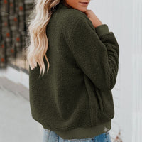 Cosy Fleece Jacket with Zip-Khaki-S-State of Style