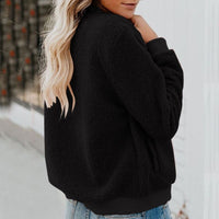 Cosy Fleece Jacket with Zip-Khaki-S-State of Style