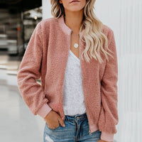 Cosy Fleece Jacket with Zip-Pink-S-State of Style