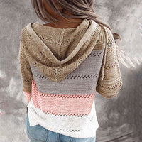 Cosy Hooded Knit Cardigan | Perfect for Chilly Days-Pink White Khaki-S-State of Style