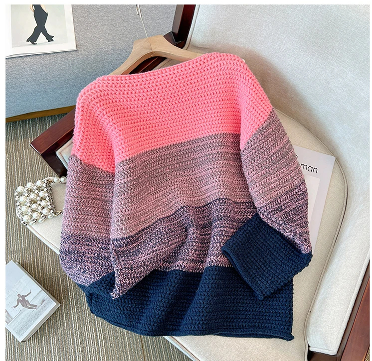 Cosy Plus Size Lazy Day Patch Colour Sweater-Green-L-State of Style