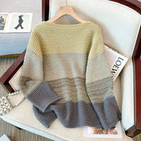 Cosy Plus Size Lazy Day Patch Colour Sweater-Green-L-State of Style