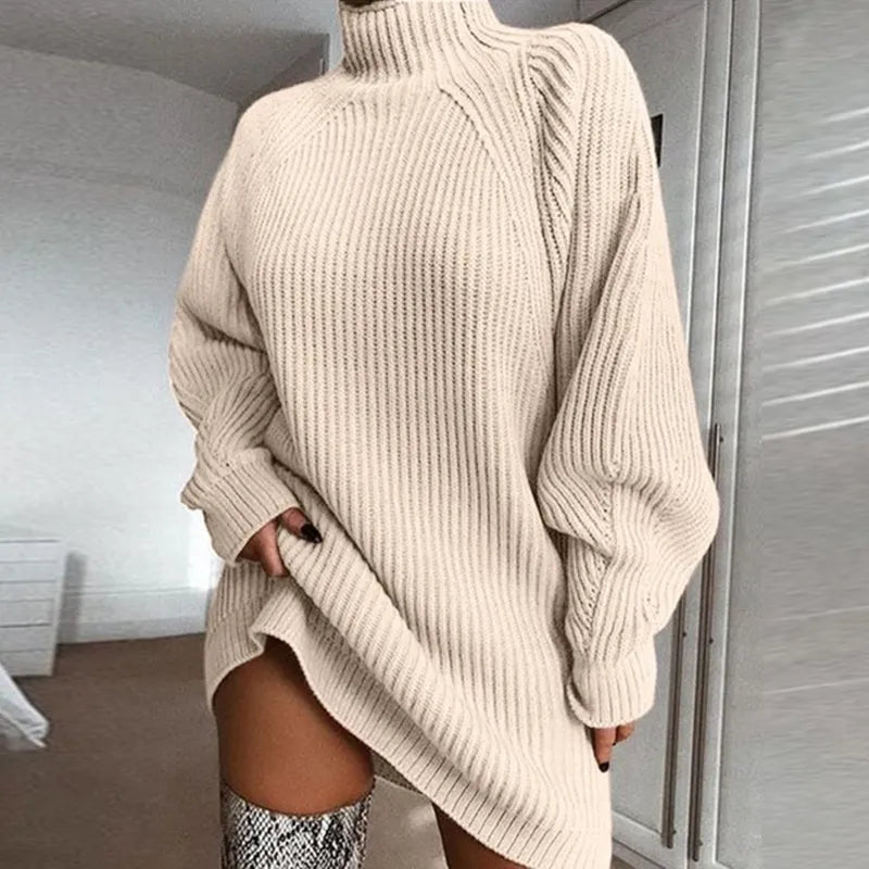 Cosy Turtleneck Dress - Celeste-Beige-S-State of Style